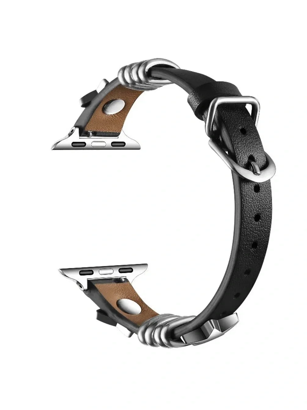NWT Posh Tech/FreePeople Austin Star Leather Band for Apple Watch - Black/Gray